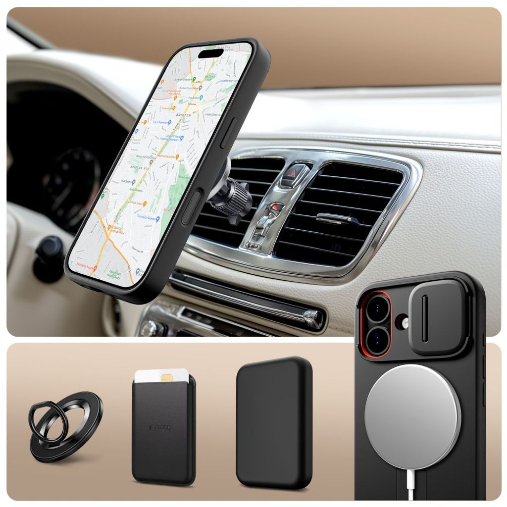 Tech-Protect Kevlar Aura MagSafe Cover til iPhone 17 - Sort