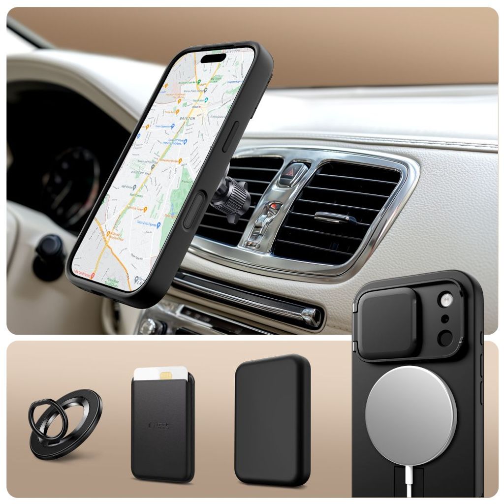 Tech-Protect Kevlar Aura MagSafe Cover til iPhone 17 Pro Max - Sort