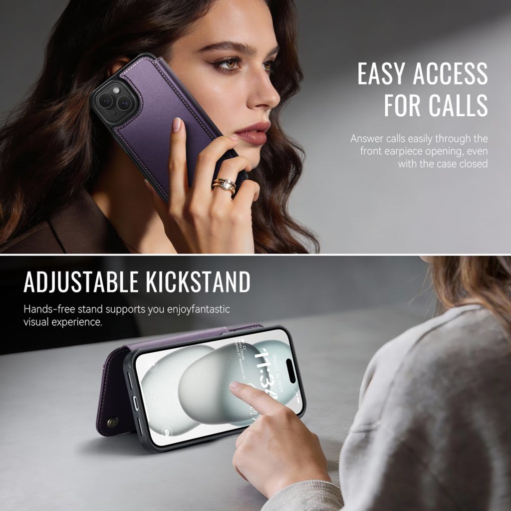 CASEME 053 iPhone 14 Flip Cover MagSafe RFID-blokerende - Lilla