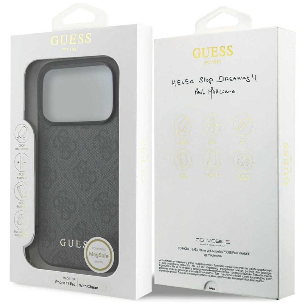 Guess 4G Charms Collection MagSafe -kuori till iPhone 17 Pro - Musta