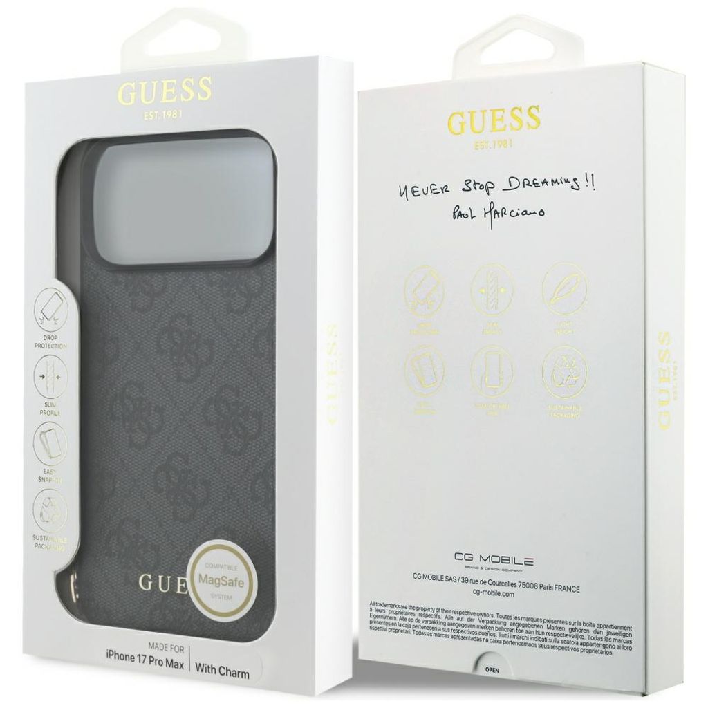 Guess 4G Charms Collection MagSafe -kuori till iPhone 17 Pro Max - Musta