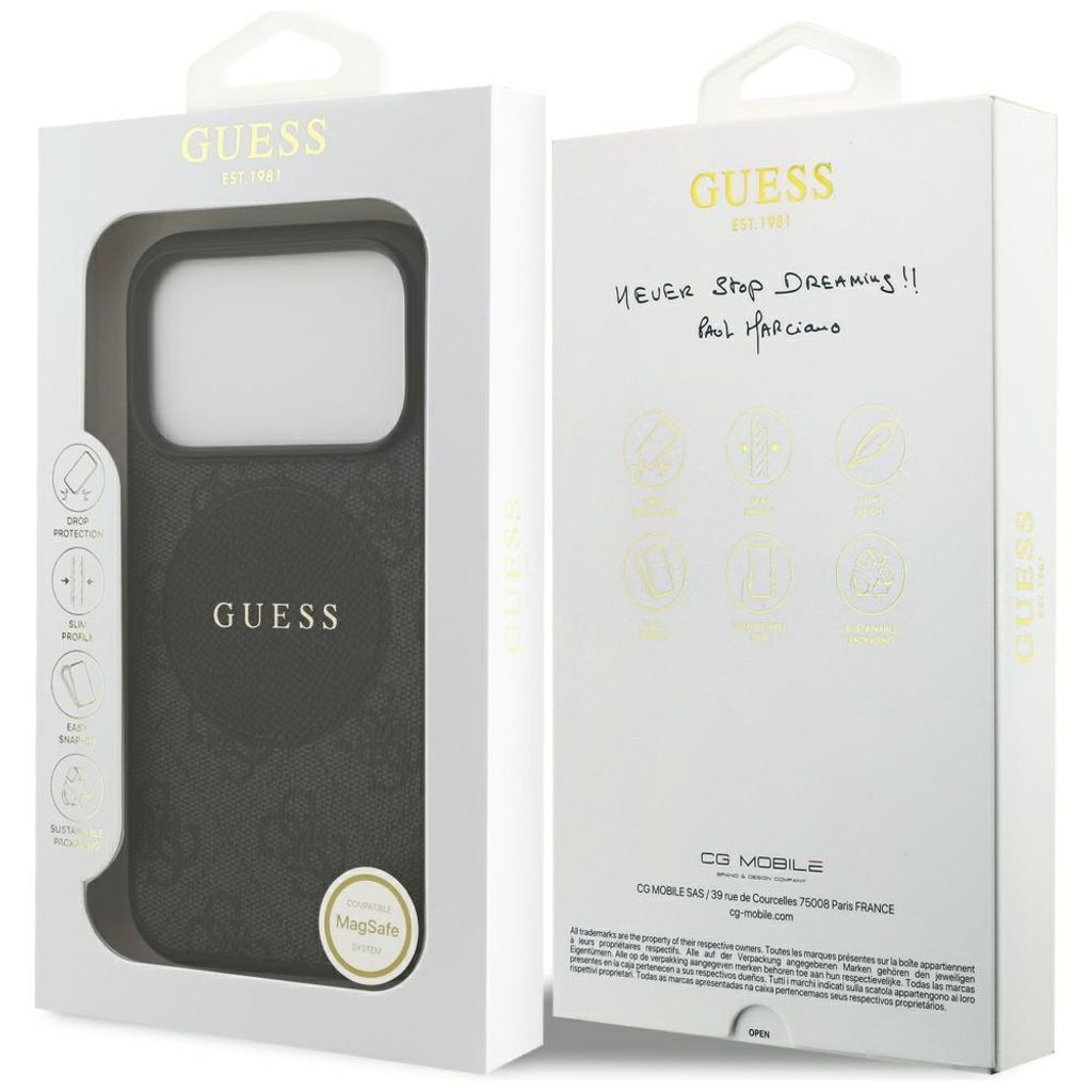 Guess 4G Circle Classic Logo MagSafe -kuori till iPhone 17 Pro - Musta