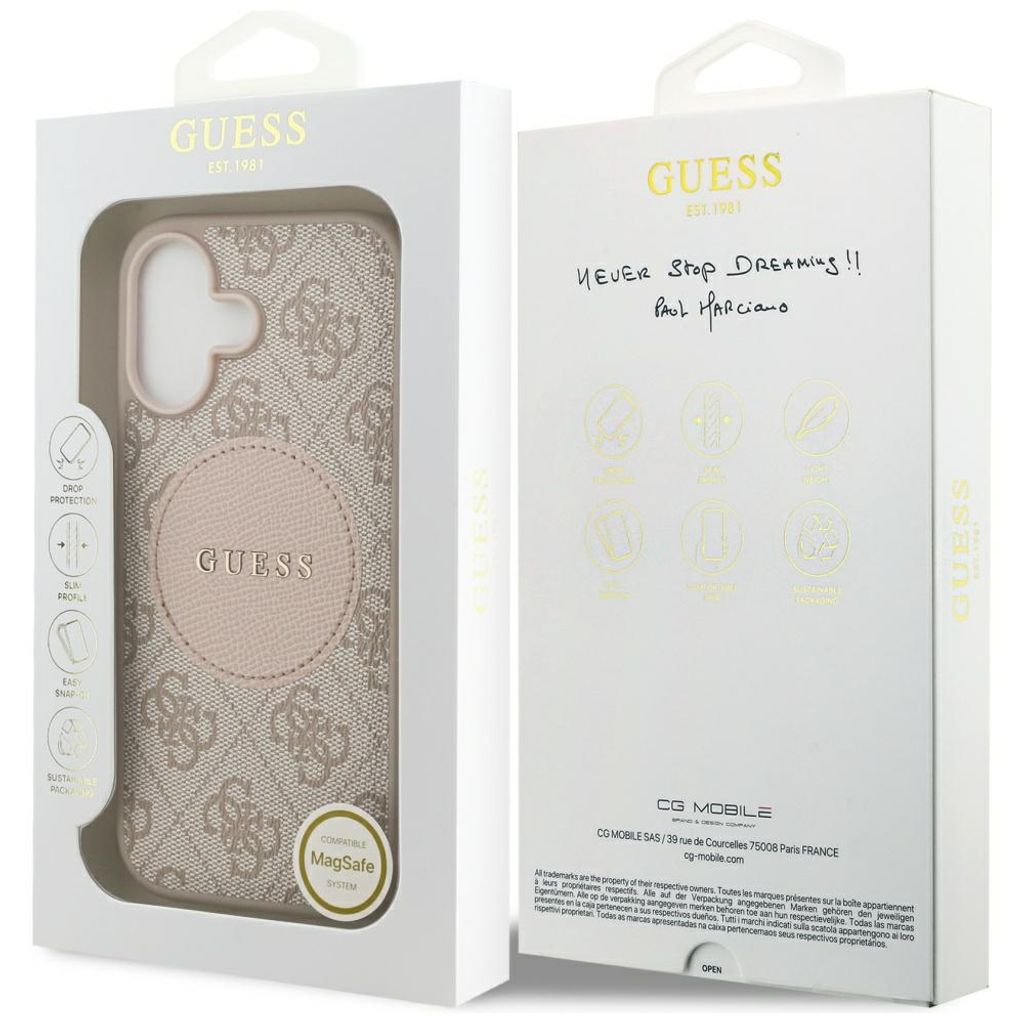 Guess 4G Circle Classic Logo MagSafe -kuori till iPhone 17 - Vaaleanpunainen