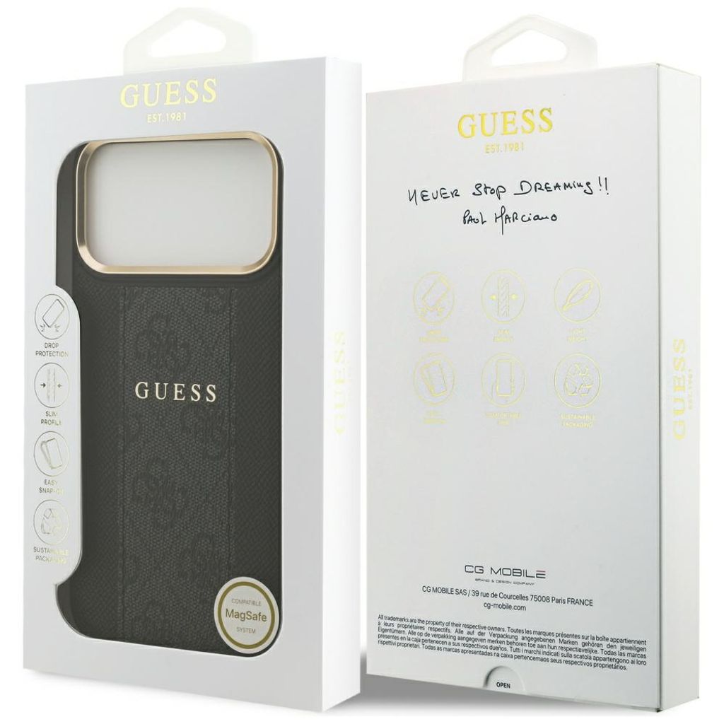Guess 4G Stripe MagSafe -kuori till iPhone 17 Pro Max - Musta