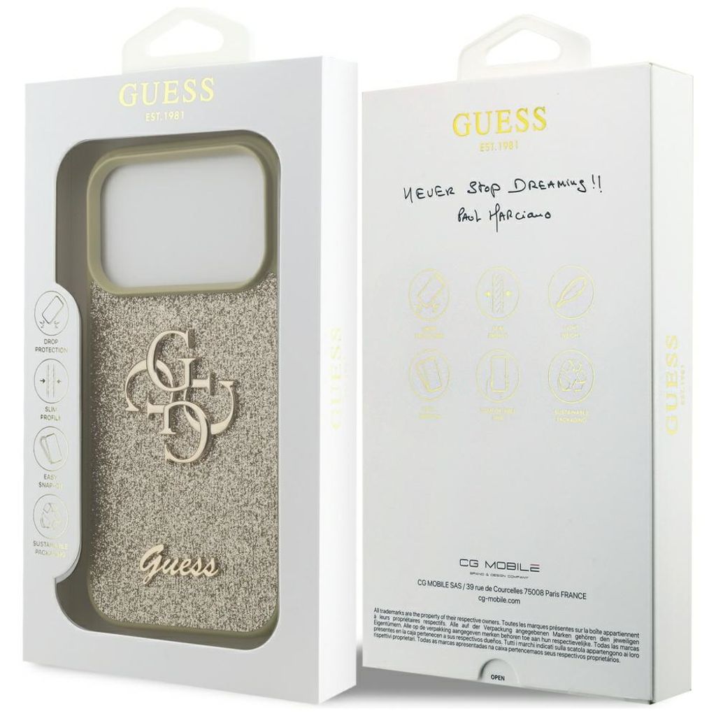 Guess Fixed Glitter Big 4G -kuori till iPhone 17 Pro - Kulta
