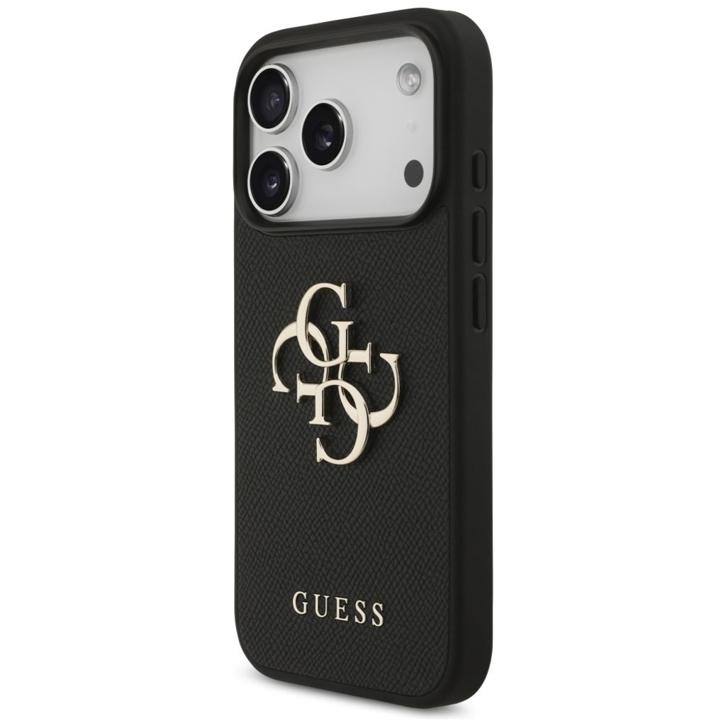 Guess Grained Big 4G & Classic Logo -kuori till iPhone 17 Pro - Musta