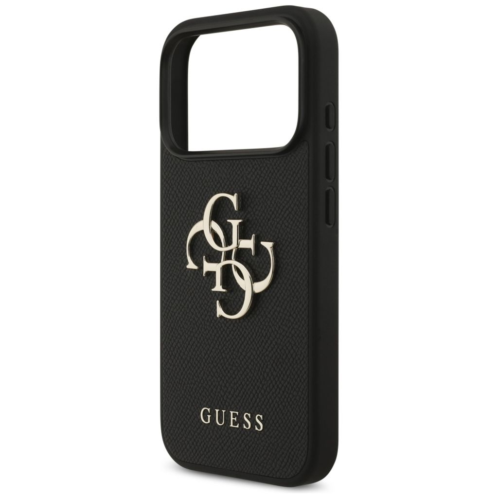 Guess Grained Big 4G & Classic Logo -kuori till iPhone 17 Pro - Musta