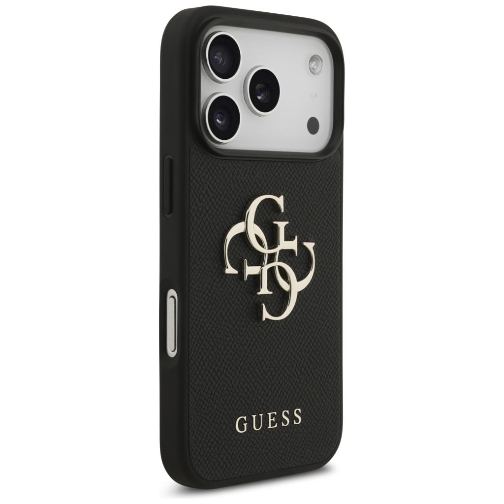 Guess Grained Big 4G & Classic Logo -kuori till iPhone 17 Pro - Musta
