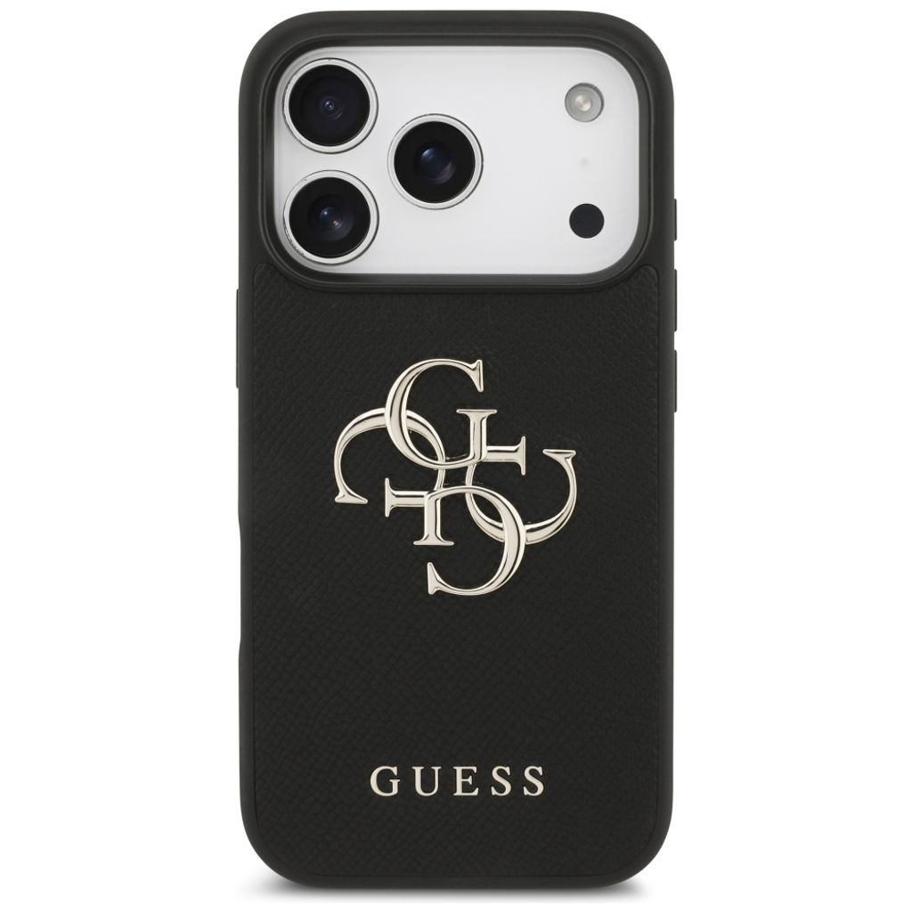 Guess Grained Big 4G & Classic Logo -kuori till iPhone 17 Pro - Musta