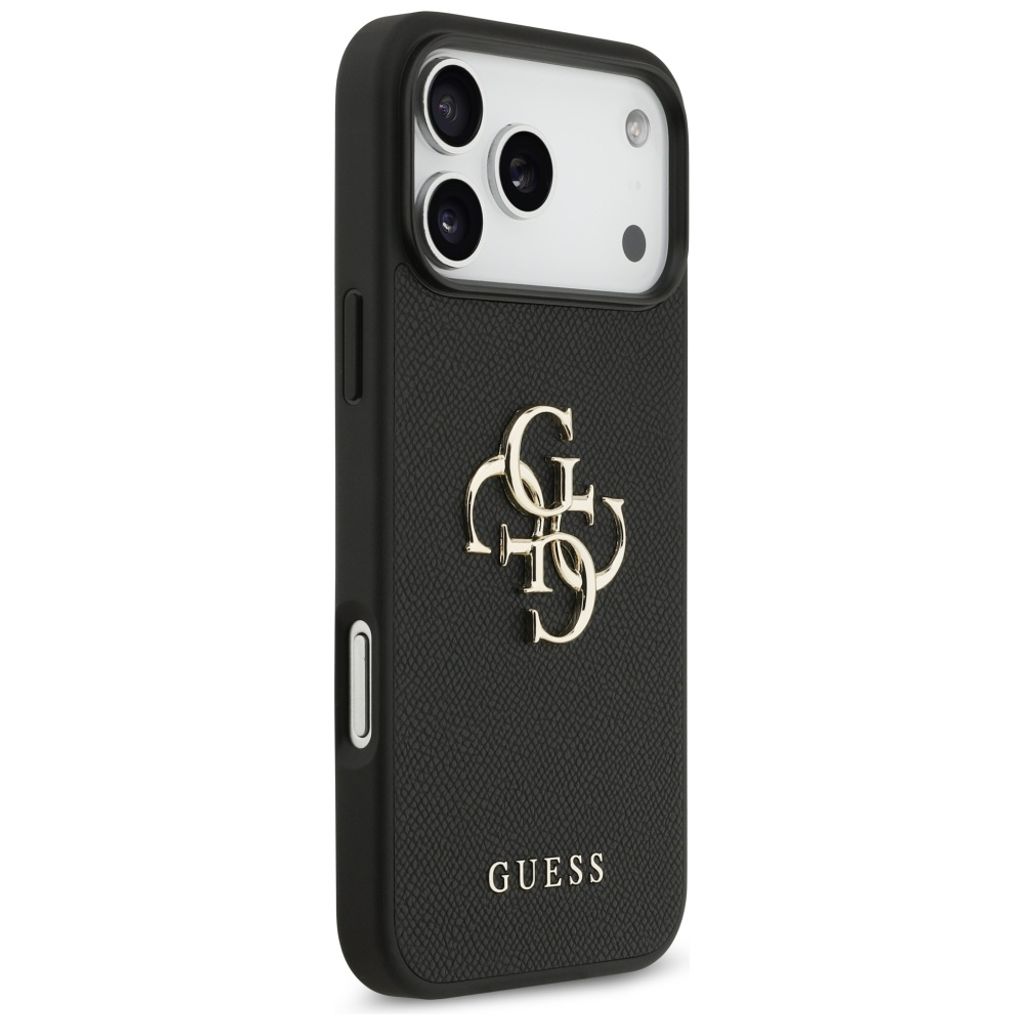 Guess Grained Big 4G & Classic Logo -kuori till iPhone 17 Pro Max - Musta