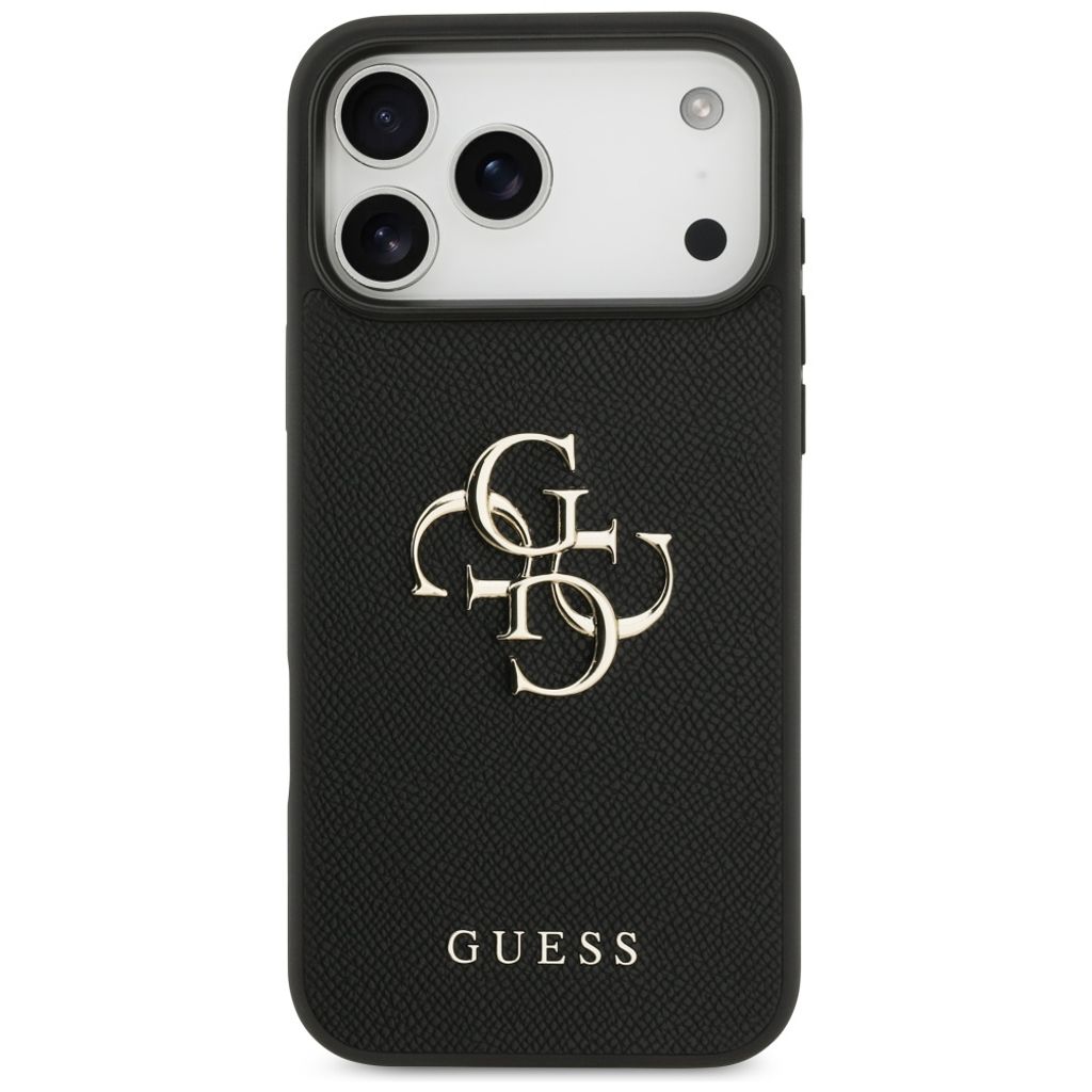Guess Grained Big 4G & Classic Logo -kuori till iPhone 17 Pro Max - Musta