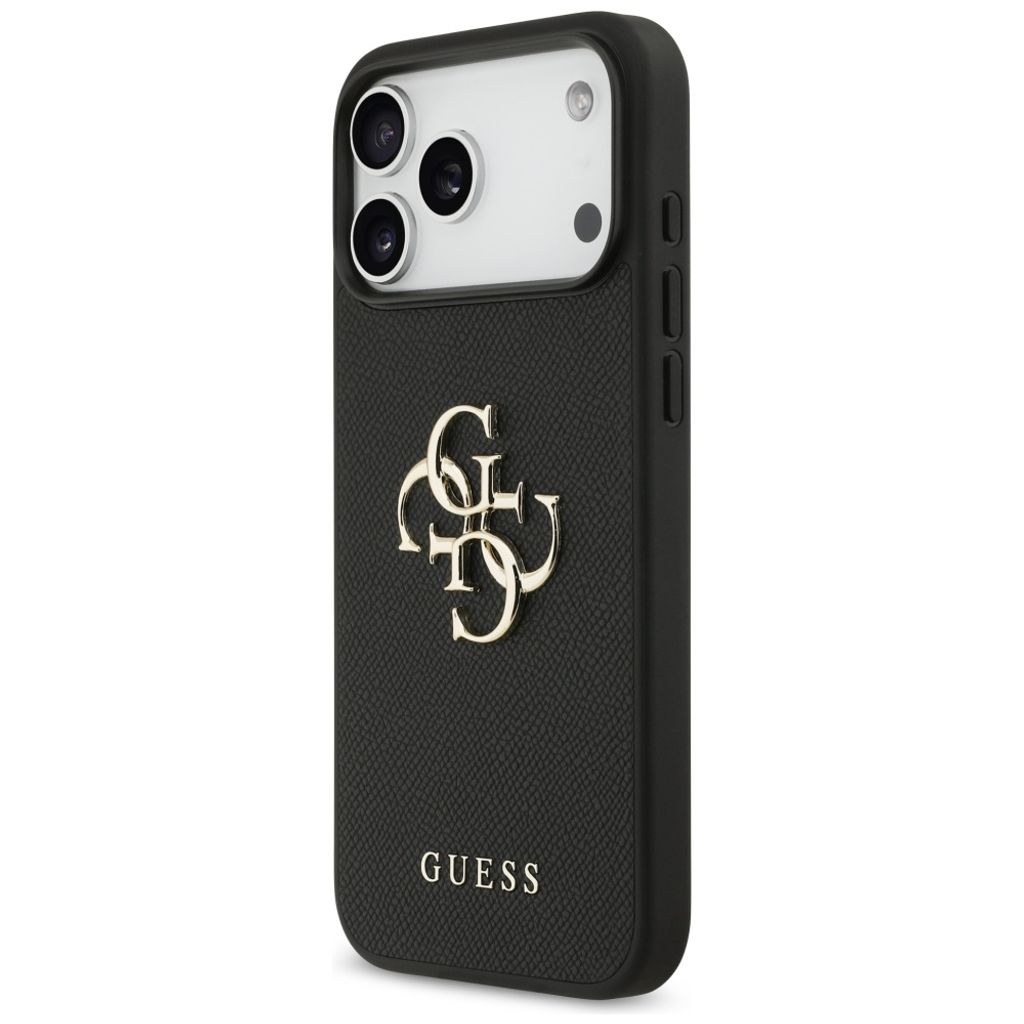 Guess Grained Big 4G & Classic Logo -kuori till iPhone 17 Pro Max - Musta