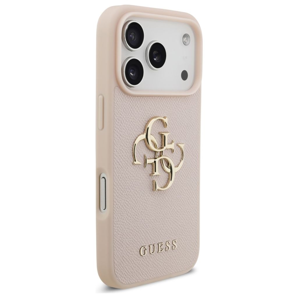 Guess Grained Big 4G & Classic Logo -kuori till iPhone 17 Pro - Vaaleanpunainen