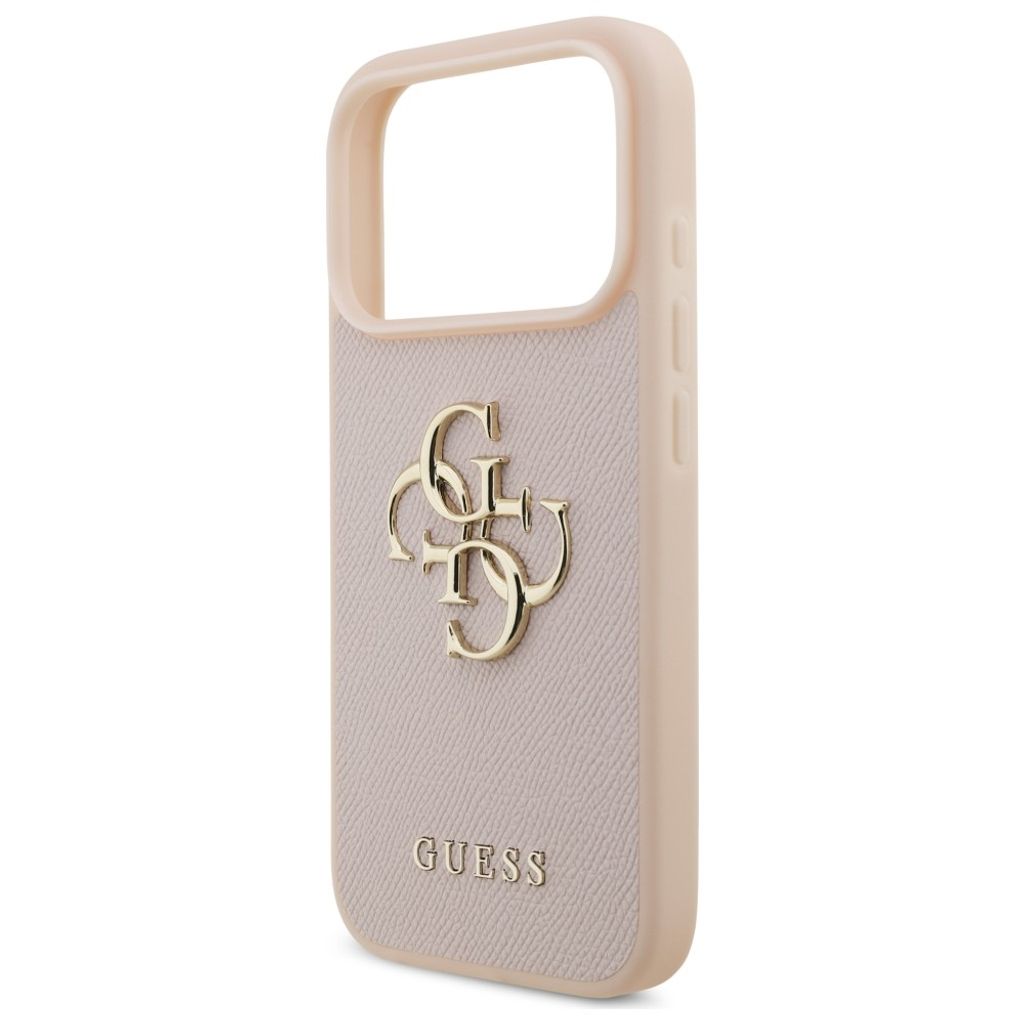 Guess Grained Big 4G & Classic Logo -kuori till iPhone 17 Pro - Vaaleanpunainen