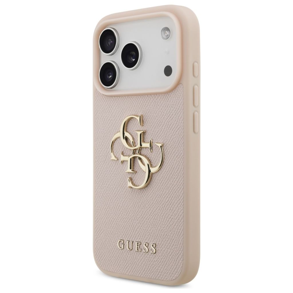 Guess Grained Big 4G & Classic Logo -kuori till iPhone 17 Pro - Vaaleanpunainen