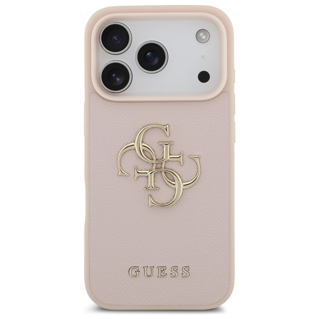 Guess Grained Big 4G & Classic Logo -kuori till iPhone 17 Pro - Vaaleanpunainen