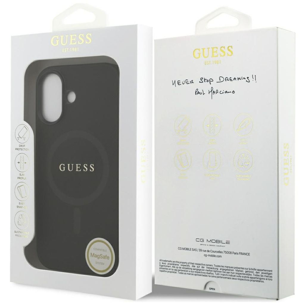Guess Saffiano Classic Logo MagSafe -kuori till iPhone 17 - Musta