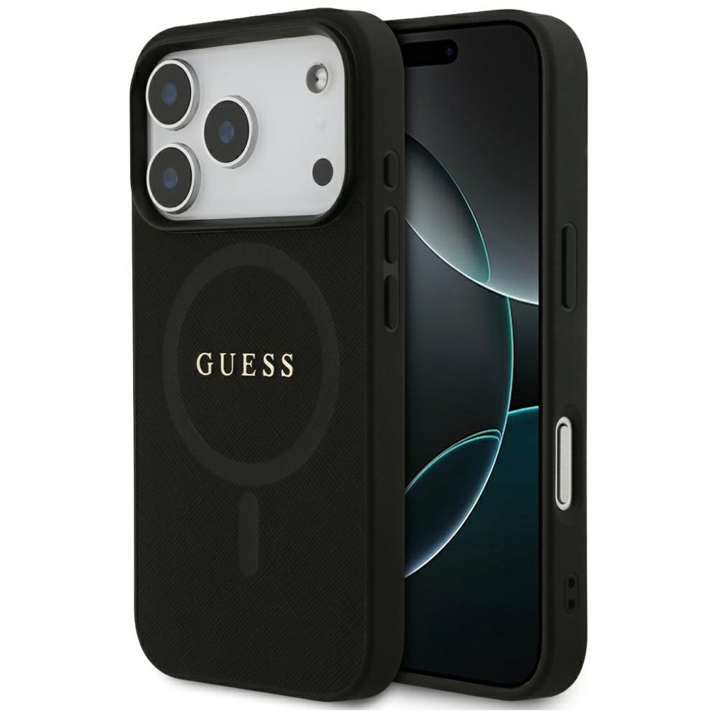 Guess Saffiano Classic Logo MagSafe -kuori till iPhone 17 Pro - Musta