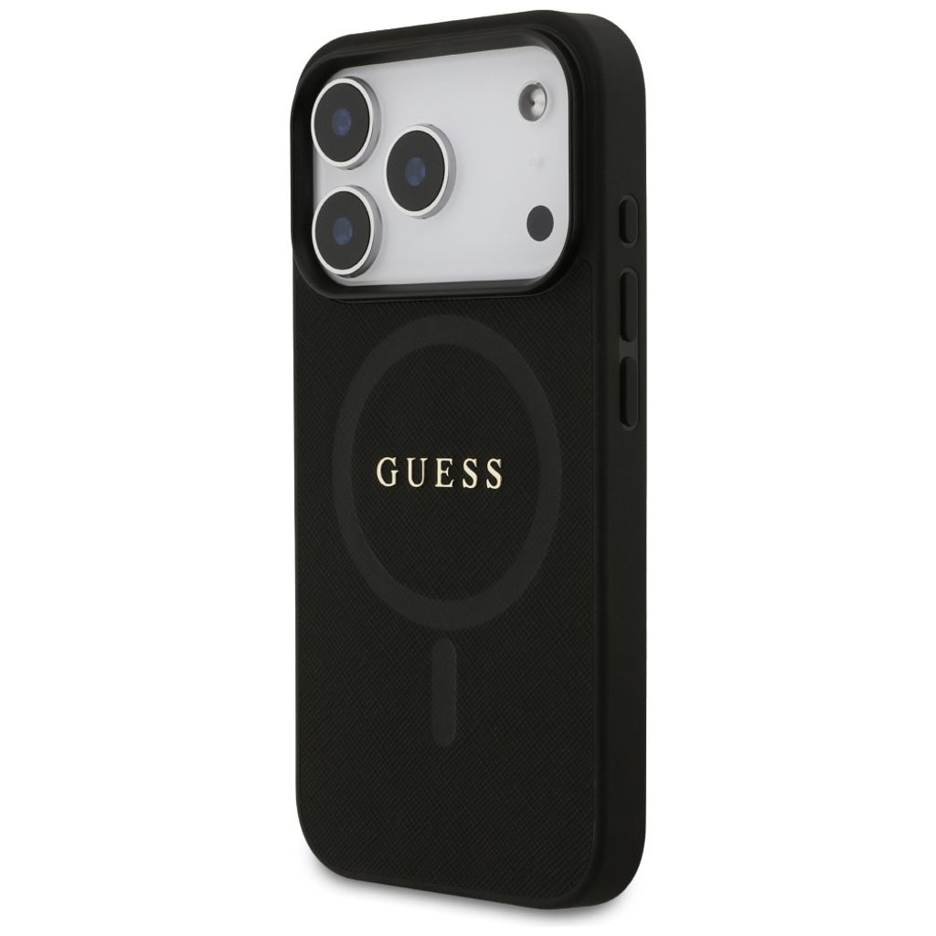 Guess Saffiano Classic Logo MagSafe -kuori till iPhone 17 Pro - Musta