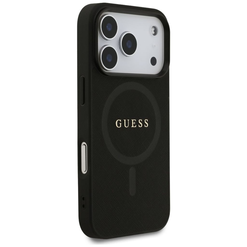 Guess Saffiano Classic Logo MagSafe -kuori till iPhone 17 Pro - Musta