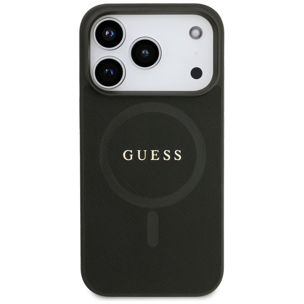 Guess Saffiano Classic Logo MagSafe -kuori till iPhone 17 Pro - Musta