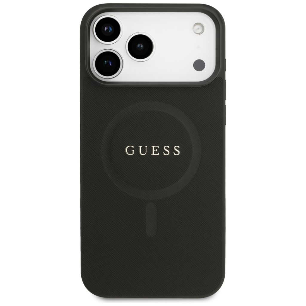 Guess Saffiano Classic Logo MagSafe -kuori till iPhone 17 Pro Max - Musta