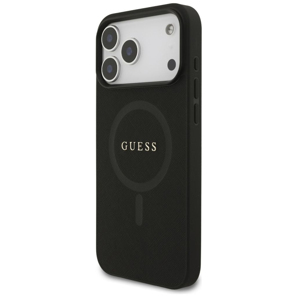 Guess Saffiano Classic Logo MagSafe -kuori till iPhone 17 Pro Max - Musta