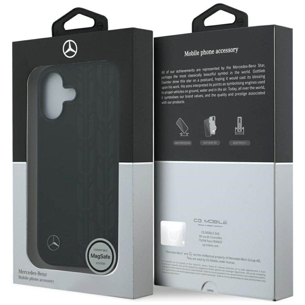 Mercedes Leather Laurel Leaves MagSafe -kuori till iPhone 17 - Musta