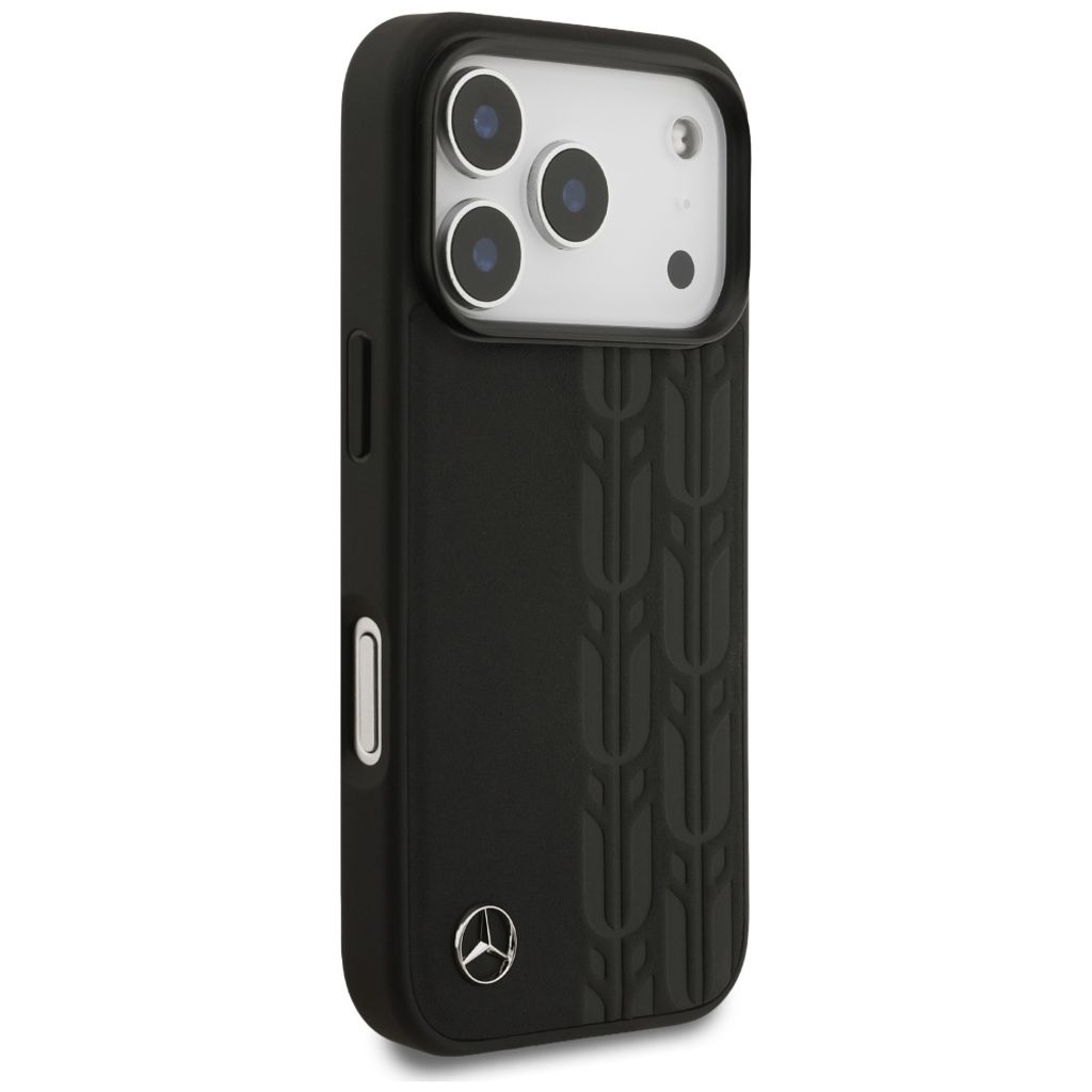Mercedes Leather Laurel Leaves MagSafe -kuori till iPhone 17 Pro - Musta