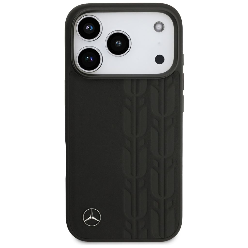 Mercedes Leather Laurel Leaves MagSafe -kuori till iPhone 17 Pro - Musta