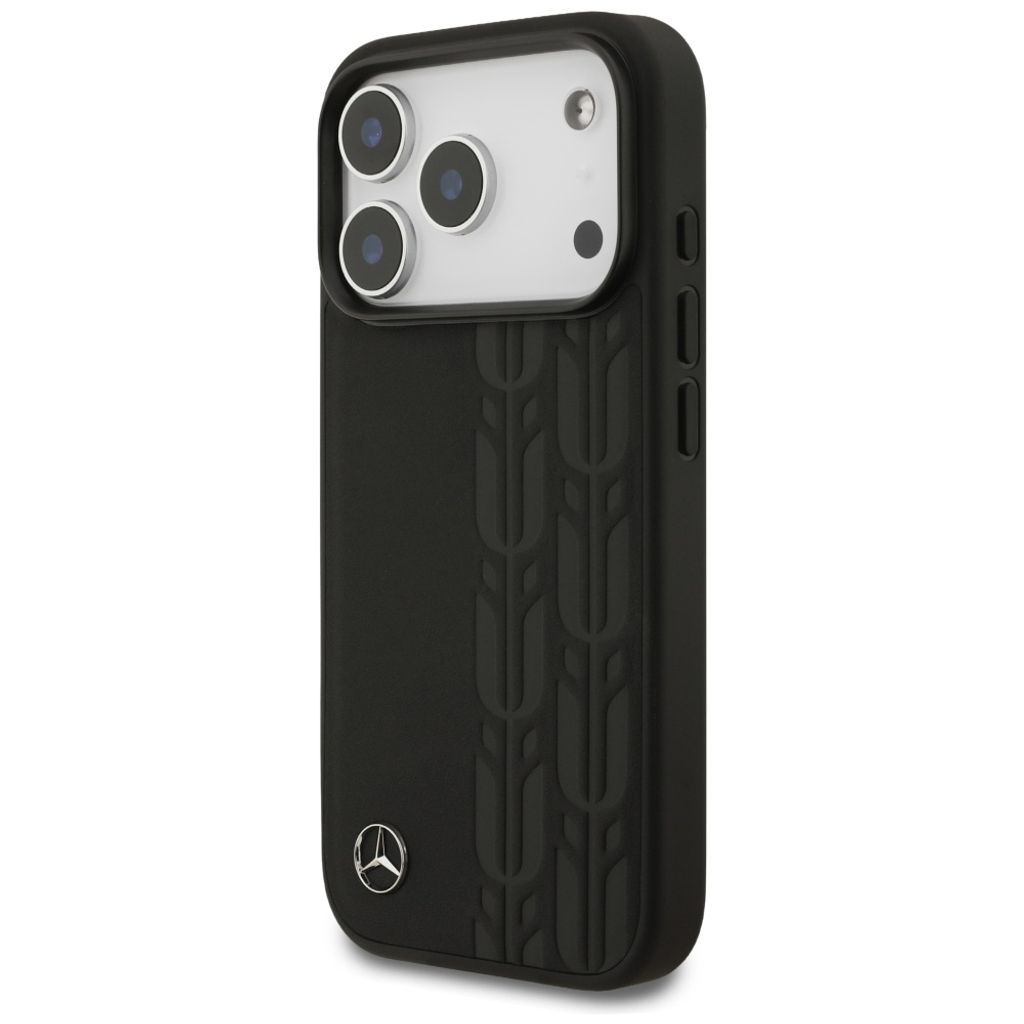 Mercedes Leather Laurel Leaves MagSafe -kuori till iPhone 17 Pro - Musta