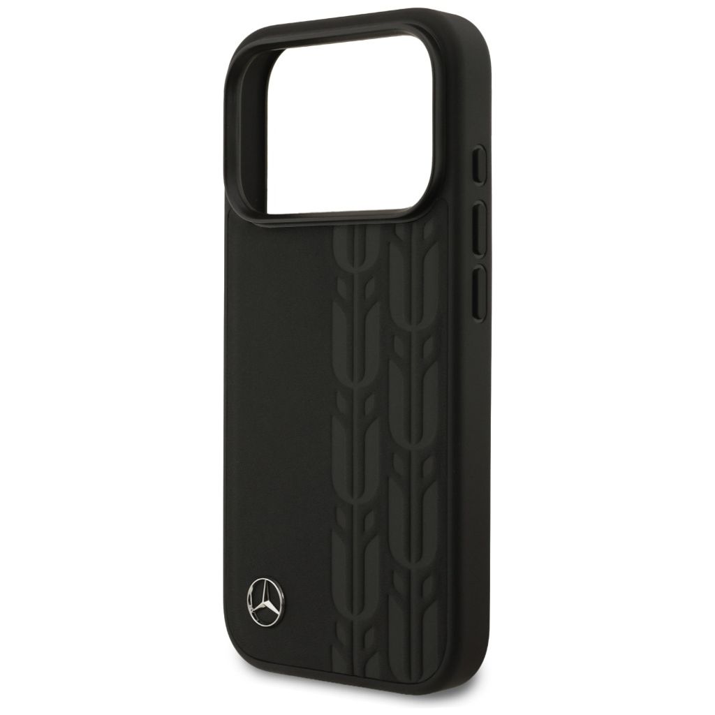 Mercedes Leather Laurel Leaves MagSafe -kuori till iPhone 17 Pro - Musta