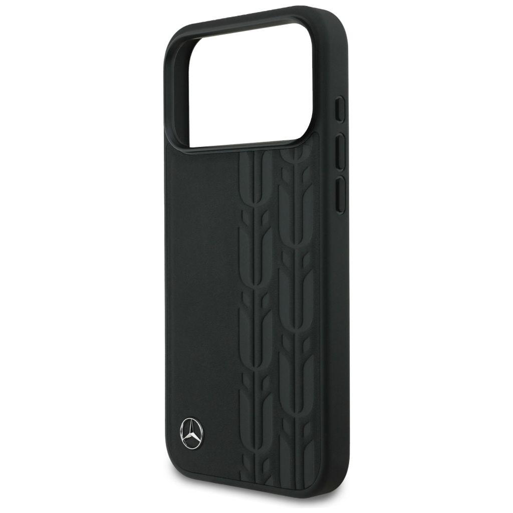 Mercedes Leather Laurel Leaves MagSafe -kuori till iPhone 17 Pro Max - Musta