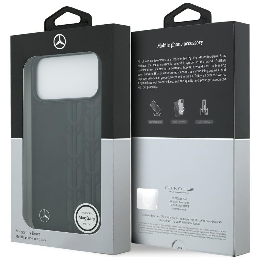 Mercedes Leather Laurel Leaves MagSafe -kuori till iPhone 17 Pro Max - Musta
