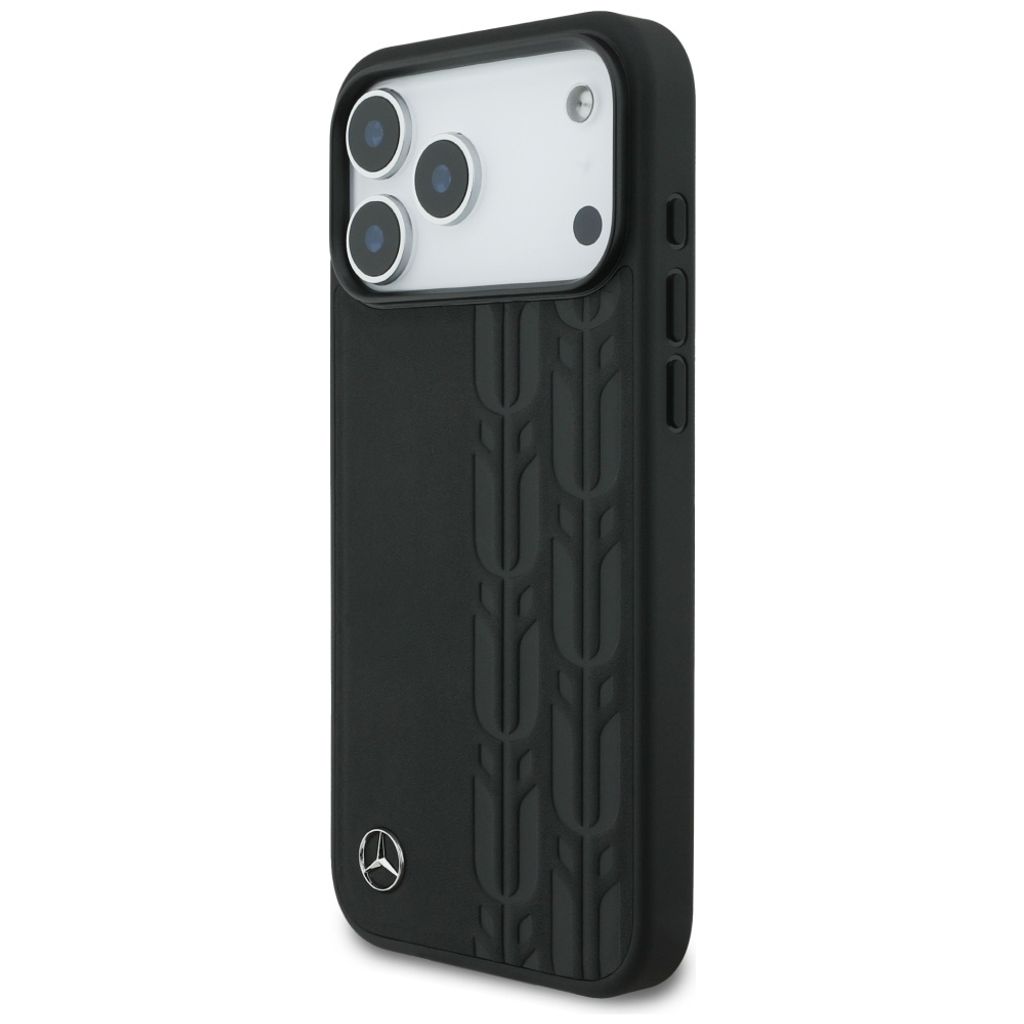 Mercedes Leather Laurel Leaves MagSafe -kuori till iPhone 17 Pro Max - Musta