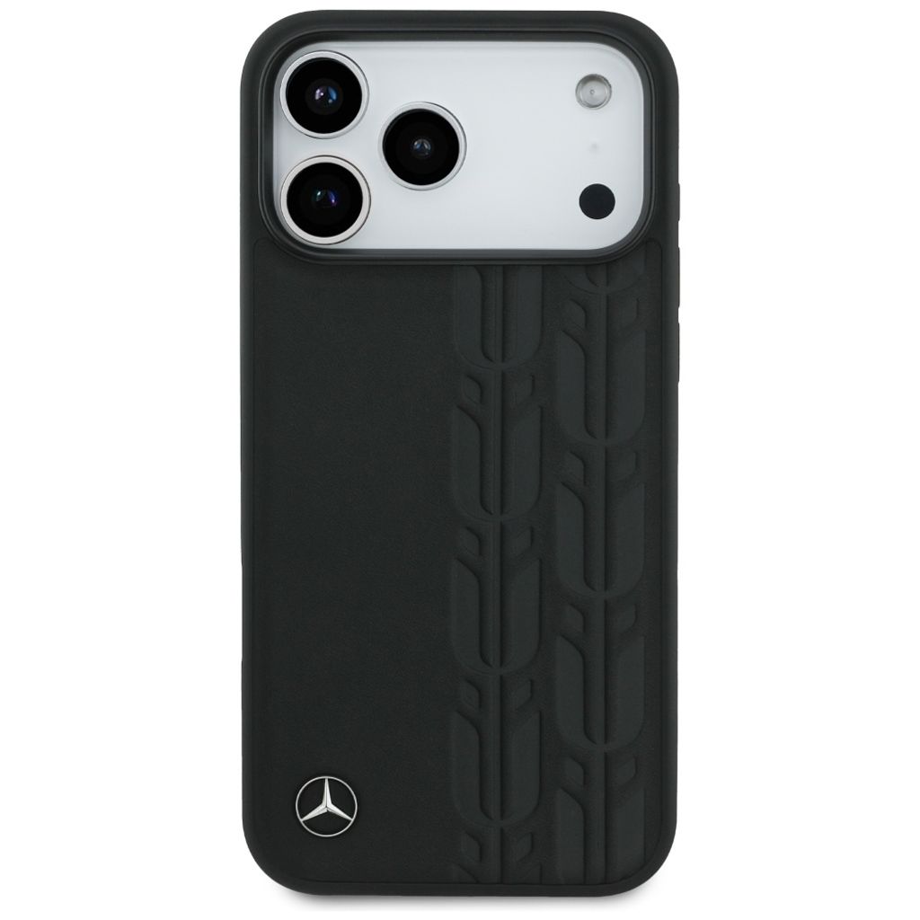 Mercedes Leather Laurel Leaves MagSafe -kuori till iPhone 17 Pro Max - Musta