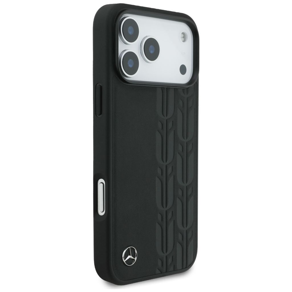 Mercedes Leather Laurel Leaves MagSafe -kuori till iPhone 17 Pro Max - Musta