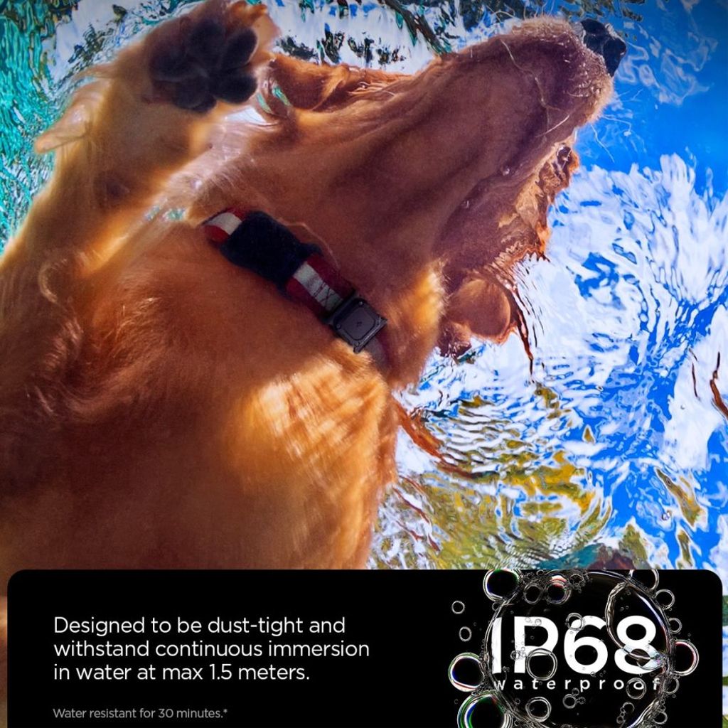 Spigen Tough Armor AirTag 1/2 -pidike lemmikkikaulapannalle - musta