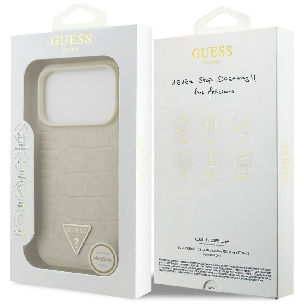 Guess Croco Triangle Logo MagSafe -kuori till iPhone 17 Pro - Kulta