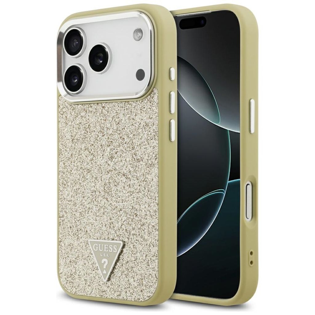 Guess Glitter Triangle Logo MagSafe -kuori till iPhone 17 Pro - Kulta