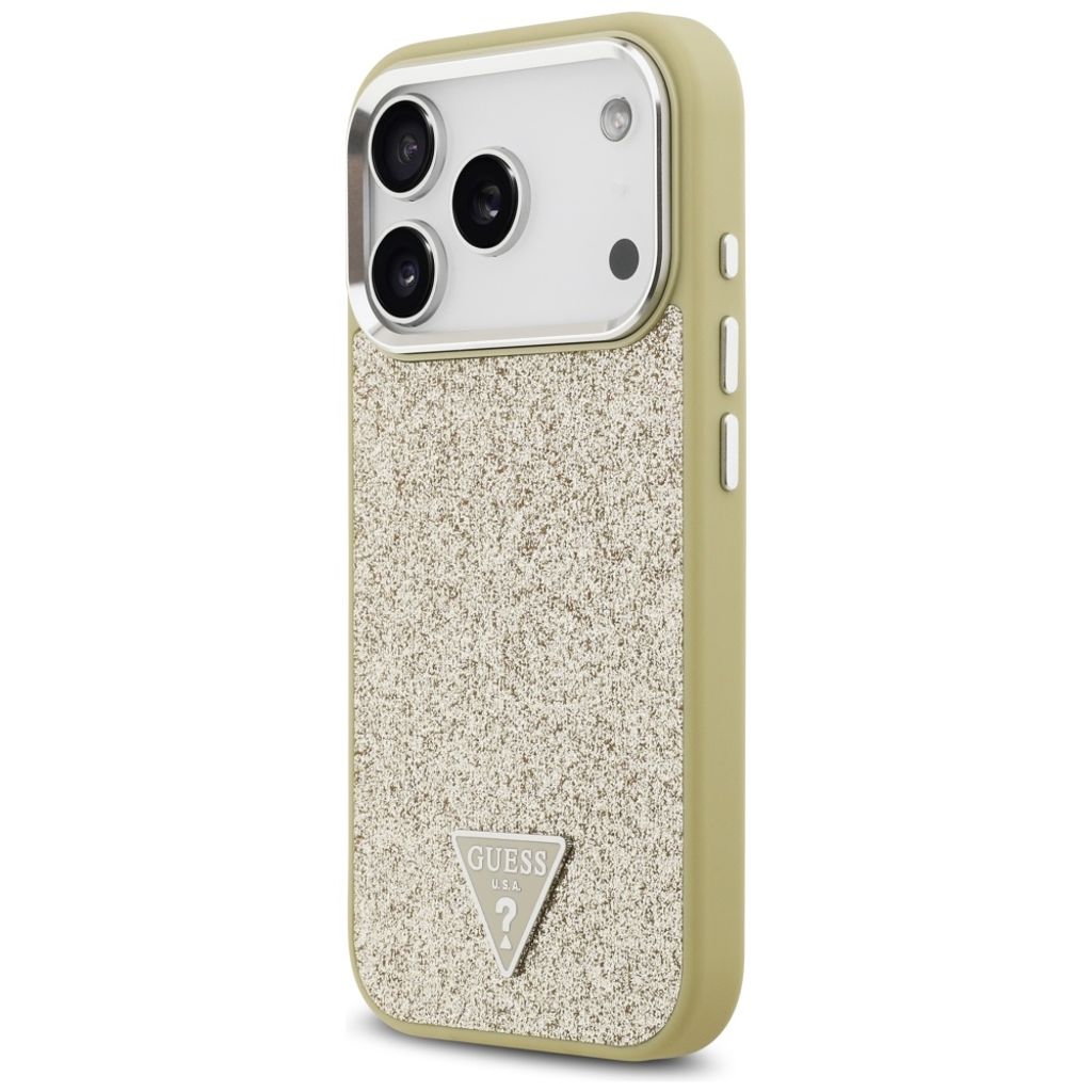Guess Glitter Triangle Logo MagSafe -kuori till iPhone 17 Pro - Kulta