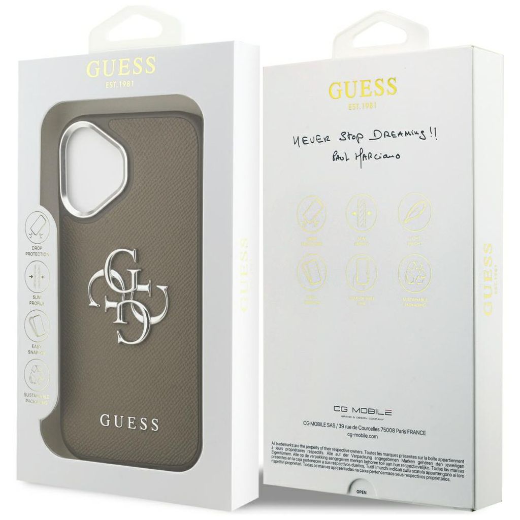Guess Grained Big 4G & Classic Logo -kuori till iPhone 17 - Ruskea