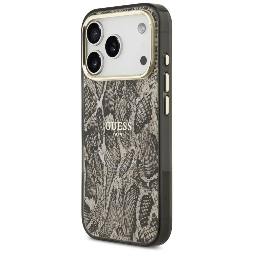 Guess Python Pattern MagSafe -kuori till iPhone 17 Pro - Ruskea