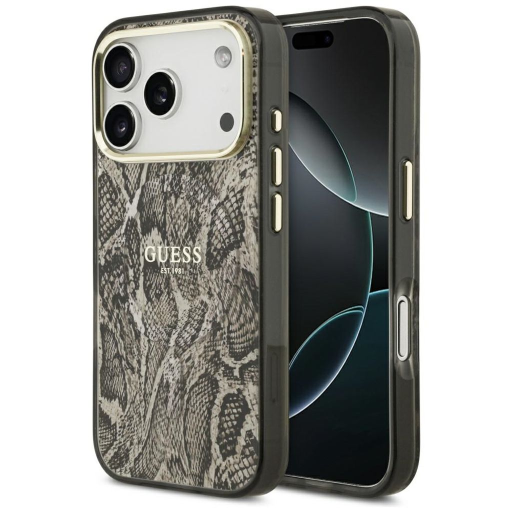 Guess Python Pattern MagSafe -kuori till iPhone 17 Pro - Ruskea