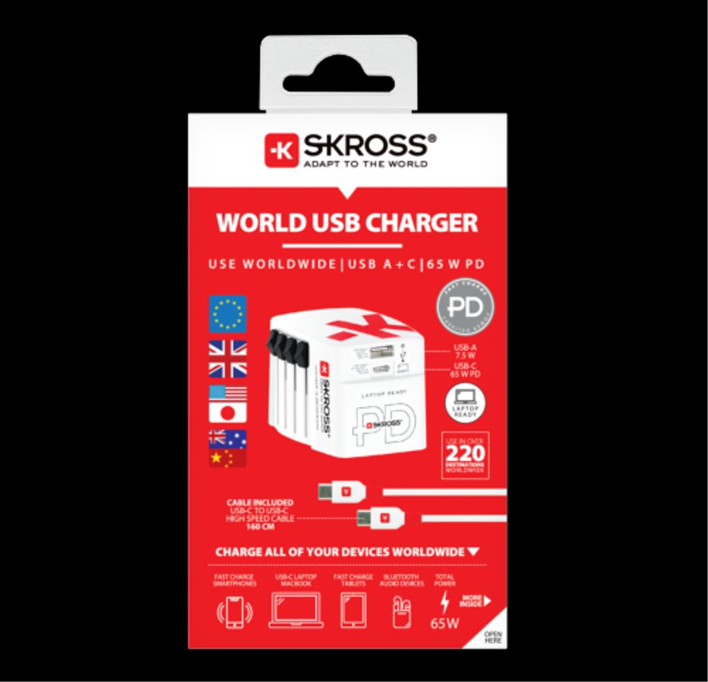 Skross Univeral USB Charger 65W PD, med USB-C til USB-C kabel