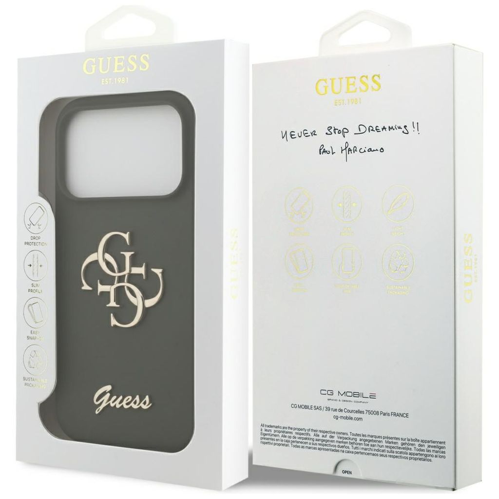 Guess Silicone Big 4G Script -kuori till iPhone 17 Pro Max - Vihreä