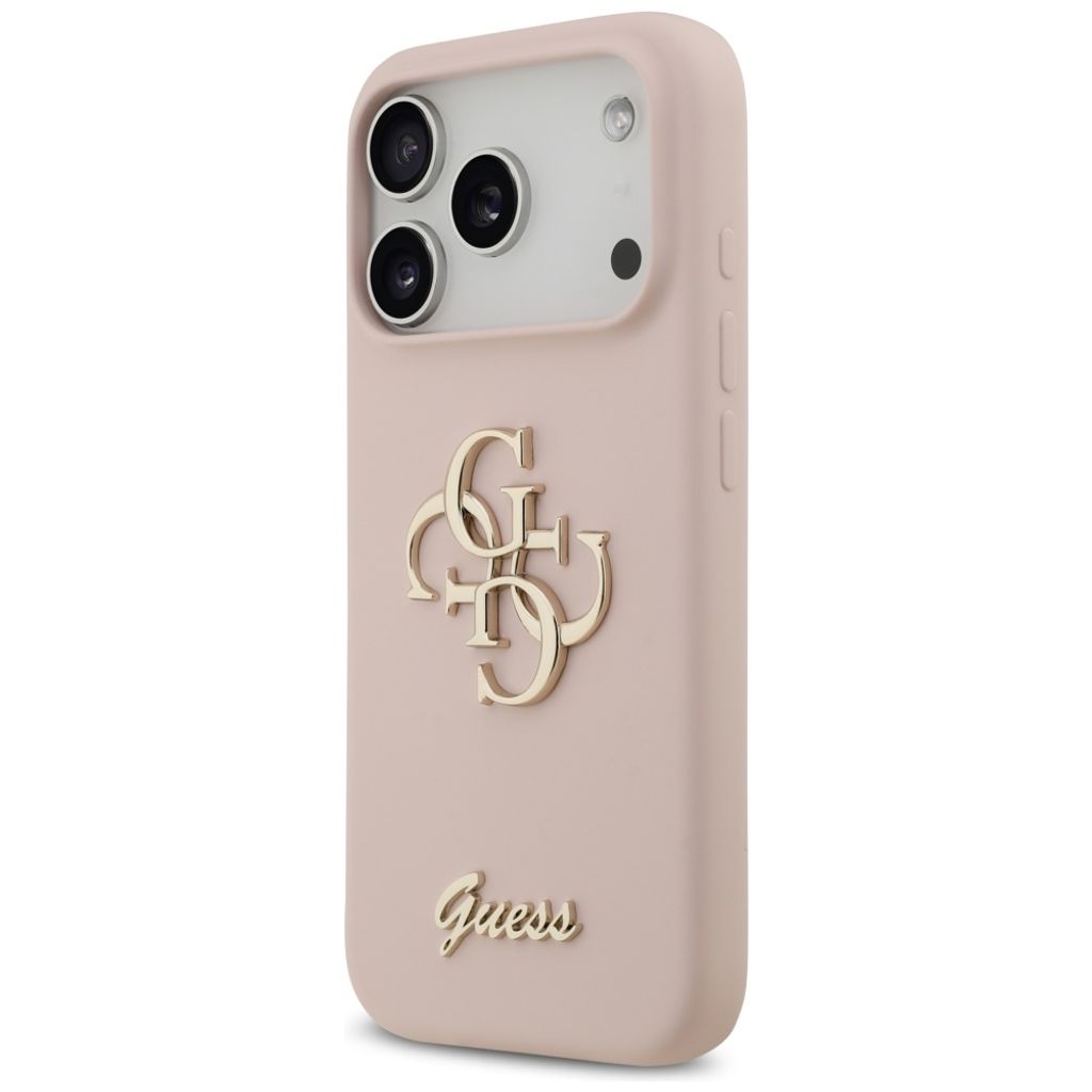 Guess Silicone Big 4G Script -kuori till iPhone 17 Pro - Vaaleanpunainen