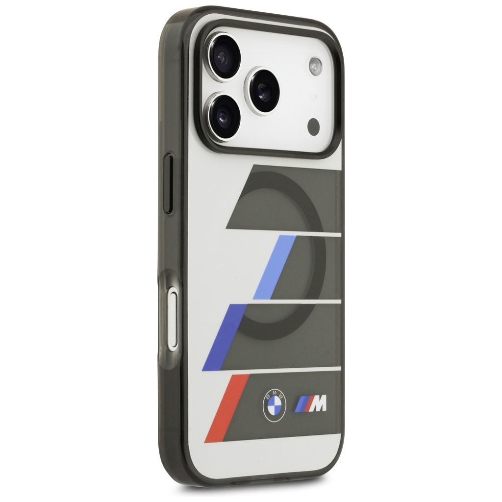 BMW M IML Metal Buttons Tricolor Lines MagSafe -kuori till iPhone 17 Pro - Harmaa