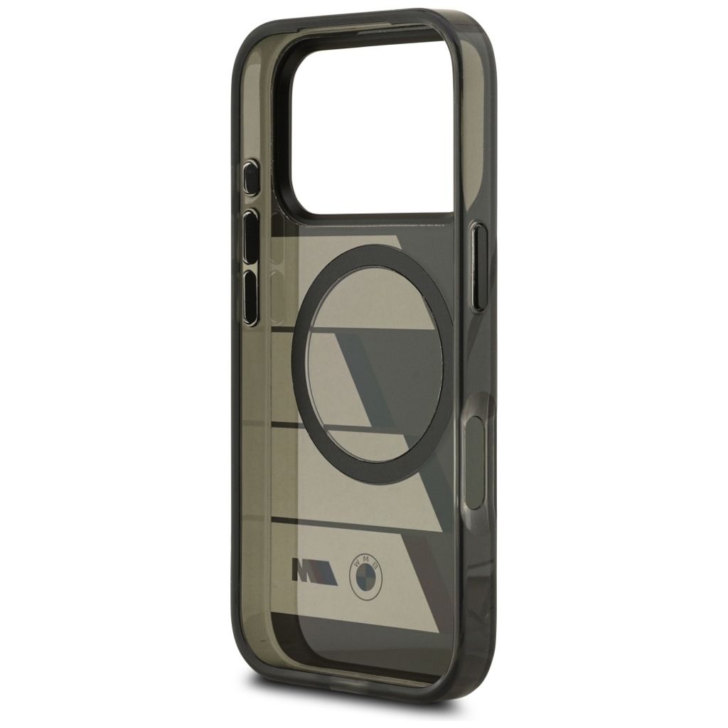 BMW M IML Metal Buttons Tricolor Lines MagSafe -kuori till iPhone 17 Pro - Harmaa