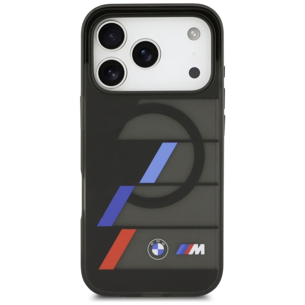 BMW M IML Metal Buttons Tricolor Lines MagSafe -kuori till iPhone 17 Pro - Musta